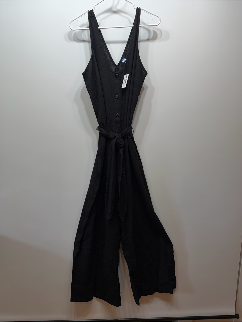 Old Navy Black Button-Front Wide-Leg Jumpsuit - Picture 2 of 14